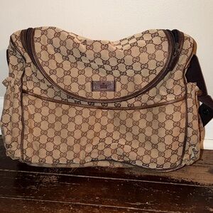 Gucci Tan and Brown Monogram Messenger or diaper bag 100% Authentic